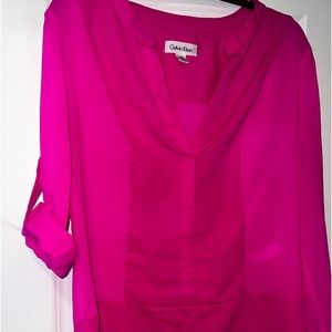 Beautiful, fuchsia, two toned blouse by Calvin Klein